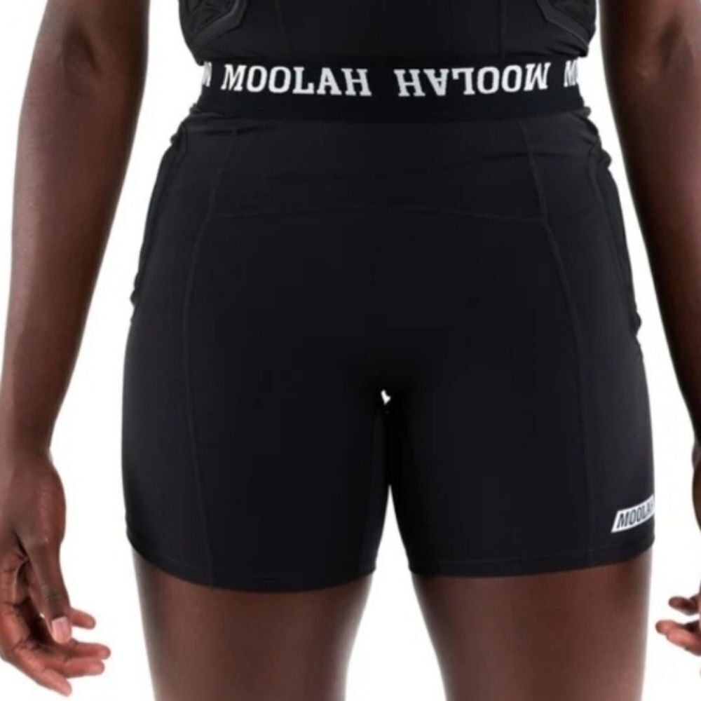 Moolah Womens Solid Black Padded Athletic Compression Shorts